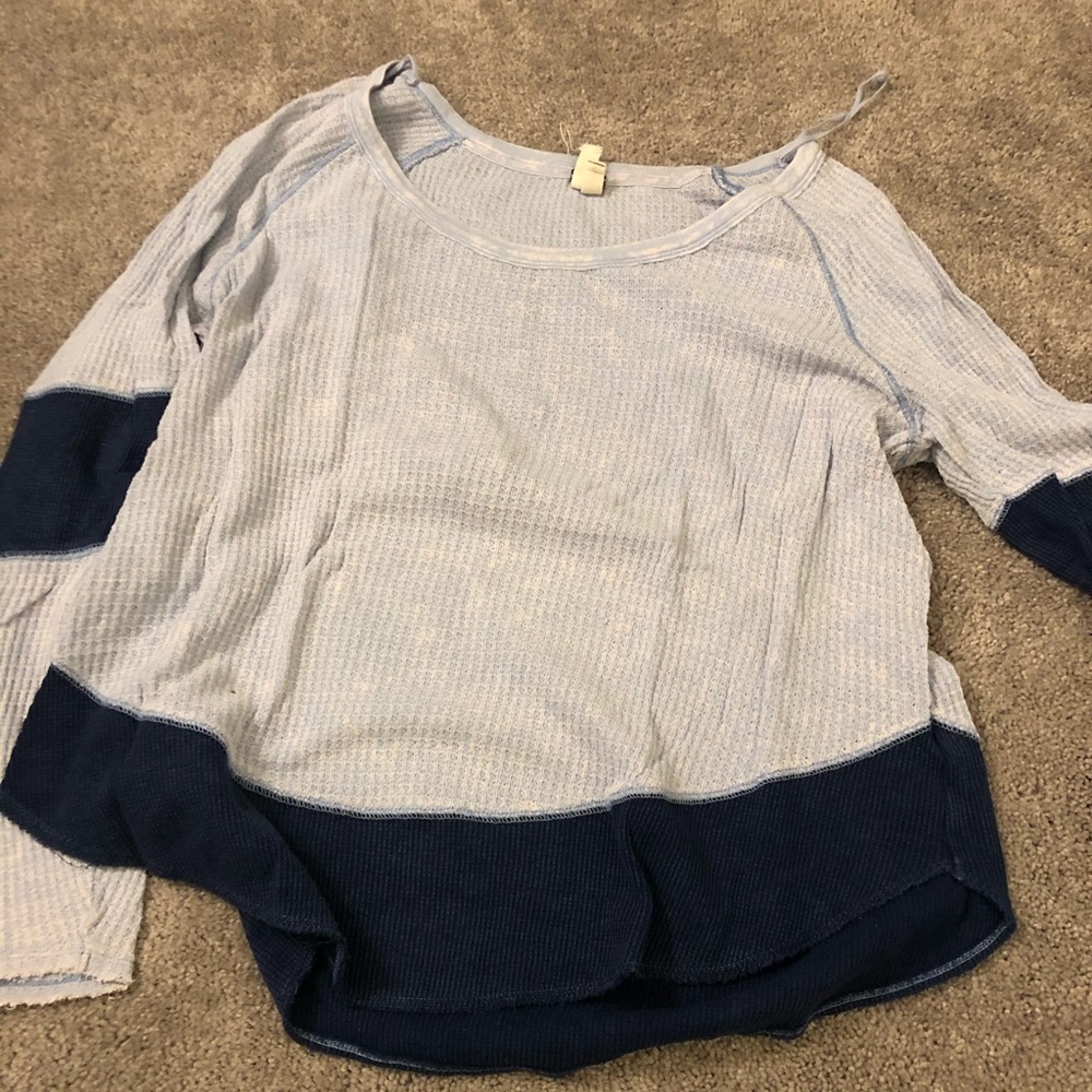 Free people long sleeve waffle shirt